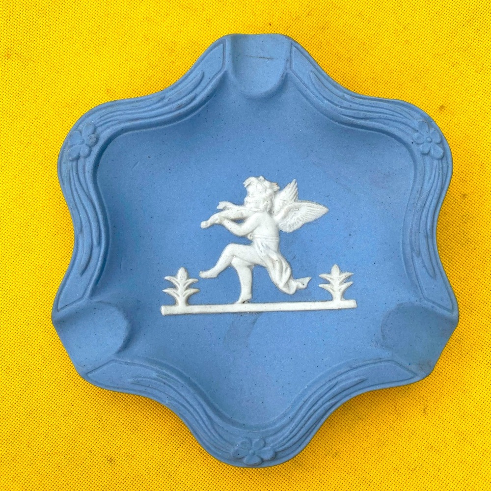 Vintage Occupied Japan 1940s Jasperware Cherub Ashtray